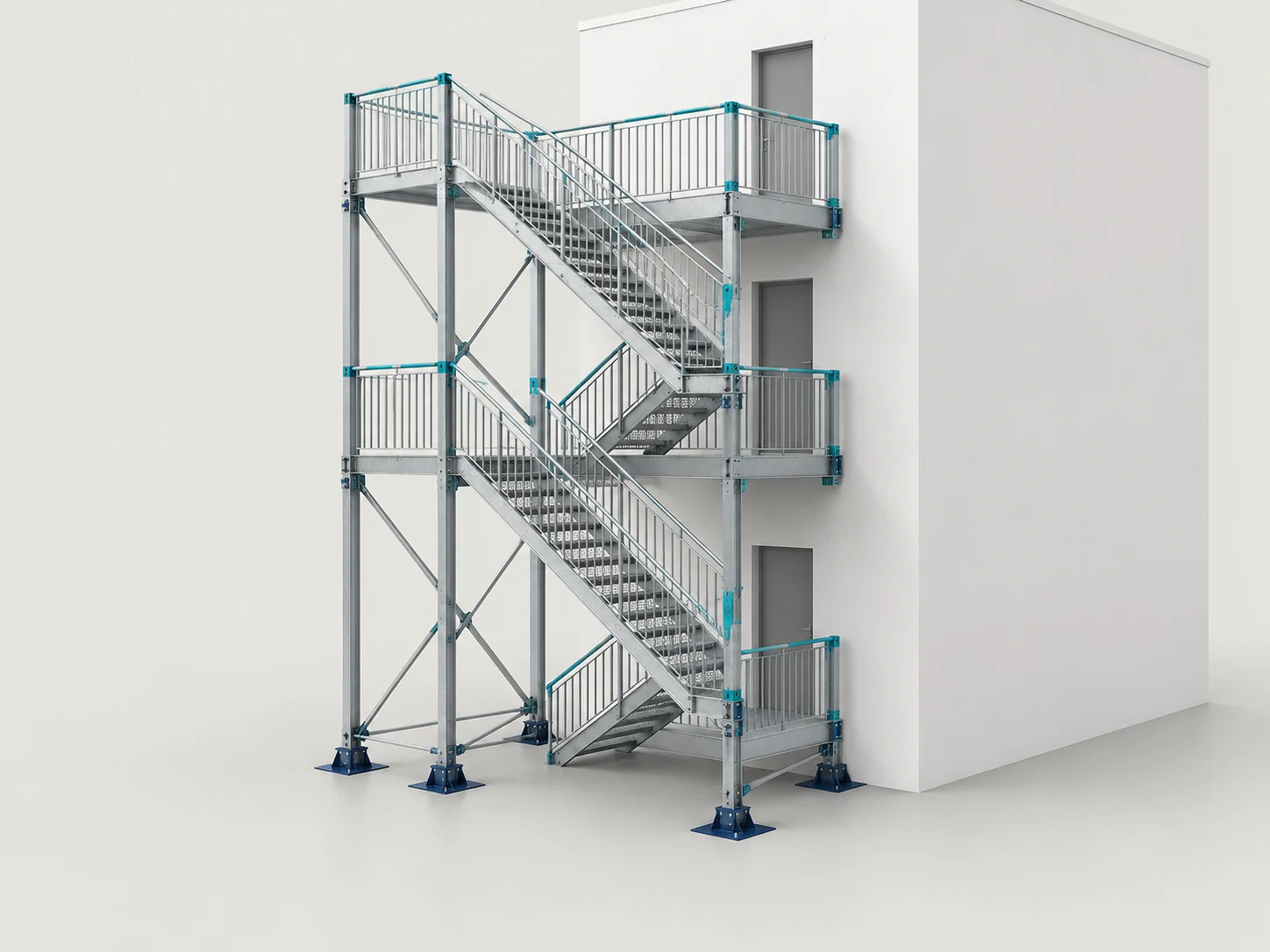 KI-Illustration einer temporären Treppenanlage